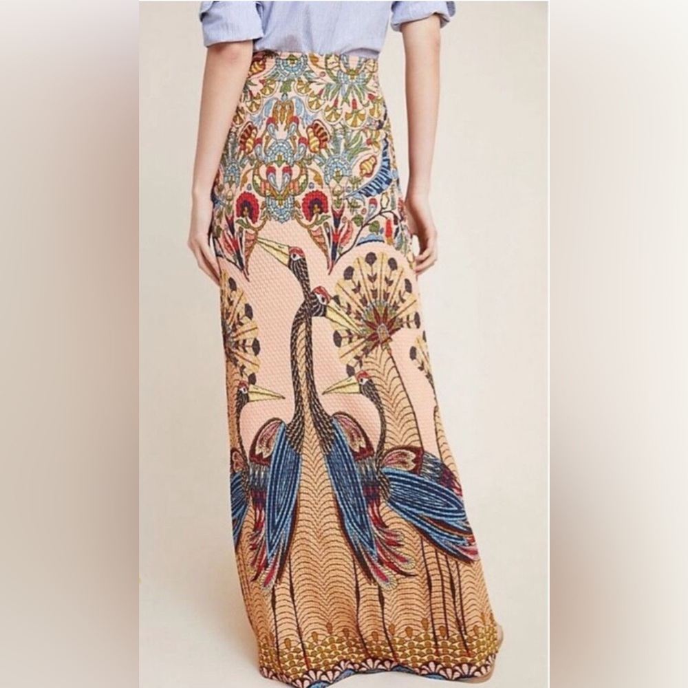 Farm Rio for Anthropologie Peacock Maxi Skirt size M